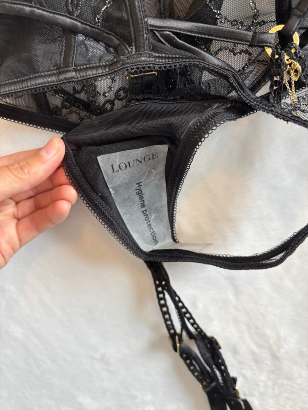 Lounge Vida Black Lace Sheer Bodysuit small - Picture 14 of 15